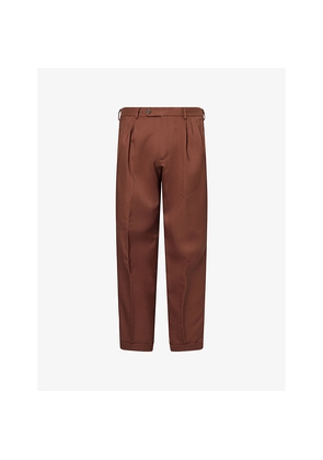 Mens Golf Le Fleur Double-Pleated Straight-Leg Woven Trousers