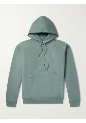 Nike - Solo Swoosh Logo-Embroidered Cotton-Blend Jersey Hoodie - Men - Green - S