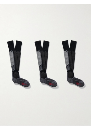 Falke - SK2 Intermediate Three-Pack Jacquard-Knit Ski Socks - Men - Black - 44-45