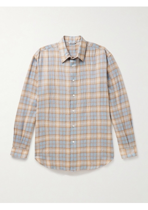 Auralee - Airy Checked Wool-Flannel Shirt - Men - Blue - 3