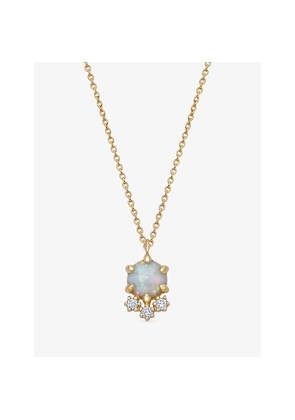 Womens Astley Clarke Interstellar Cluster 14ct Yellow-Gold, Opal and 0.055ct Lab-Grown Diamond Pendant Necklace