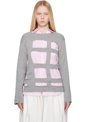 Comme des Garçons Shirt Gray Geometric Cutouts Sweater