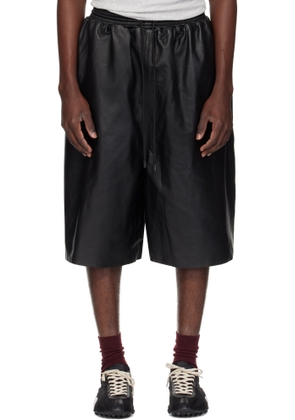 LU'U DAN Black Leather B Ball Shorts