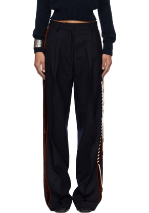 Dries Van Noten Navy Embellished Tuxedo Trousers