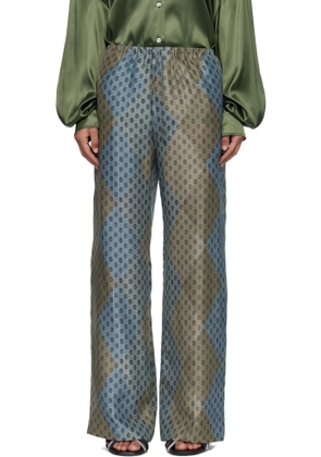 Dries Van Noten Blue & Gray Elasticated Trousers
