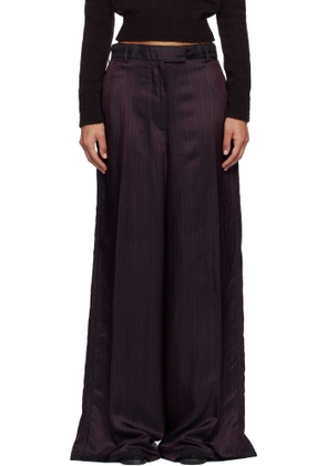 Dries Van Noten Burgundy Wide Leg Trousers