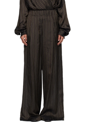 Dries Van Noten Brown Striped Trousers