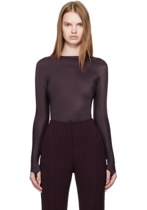 Mugler Burgundy Shoulder Logo Bodysuit