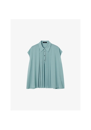 Womens Joseph Antin Polo-Collar Relaxed-Fit Plissé Woven Blouse