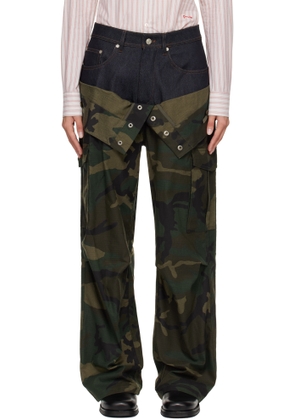 Andersson Bell Khaki Camouflage Double Waist Work Wide-Leg Cargo Pants
