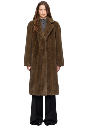 LE17SEPTEMBRE Brown Vertical Faux Fur Long Coat