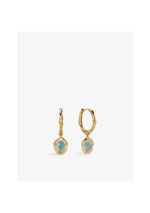 Womens Monica Vinader Odyssey 18ct Yellow Gold Vermeil and Aquamarine Huggie Earrings