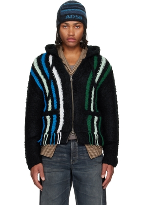 Andersson Bell Black Reverse Stripe Knit Hoodie