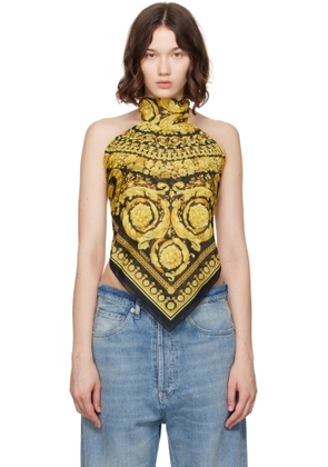 Versace Black Barocco Cover-Up Foulard Top