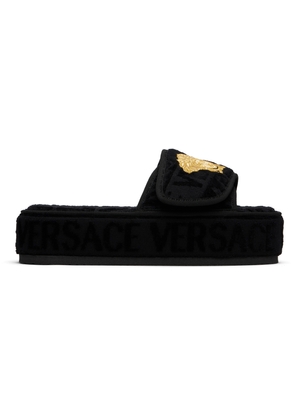 Versace Black 'Versace Allover' Slippers