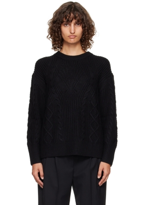 Loulou de Saison Black Silva Cable Knit Sweater