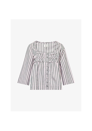 Womens Damson Madder Leilani Square-Neck Cotton Blouse