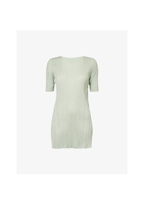 Womens Pleats Please Issey Miyake Monthly June Round-Neck Knitted Top