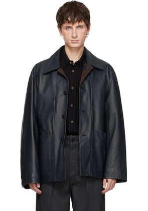 LEMAIRE Black Workwear Leather Jacket