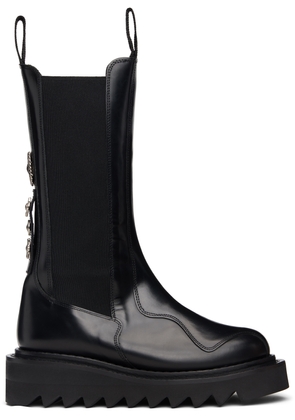 Toga Pulla SSENSE Exclusive Black Mid Calf Leather Chelsea Boots