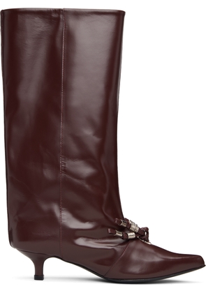 Toga Pulla Burgundy Leather Tall Boots