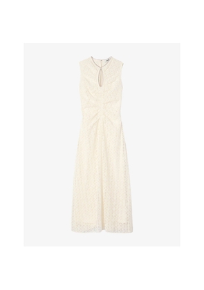 Womens Sandro Rhinestone-Embellished Sleeveless Lace Maxi Dress