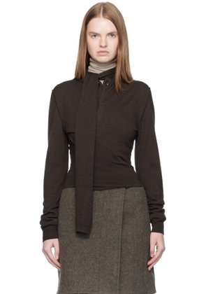 LEMAIRE Brown Twisted Scarf Cardigan