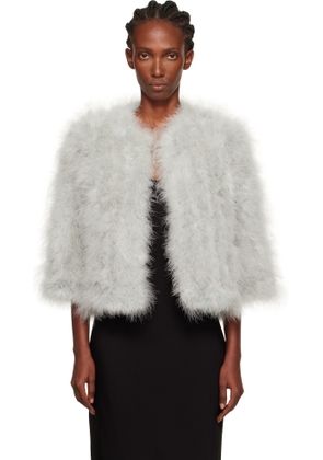 Yves Salomon Blue Short Feather Jacket