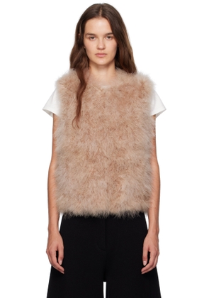 Yves Salomon Beige Cropped Feather Vest