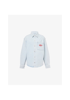 Womens House Of Sunny Take A Trip Embroidered Denim-Blend Shirt