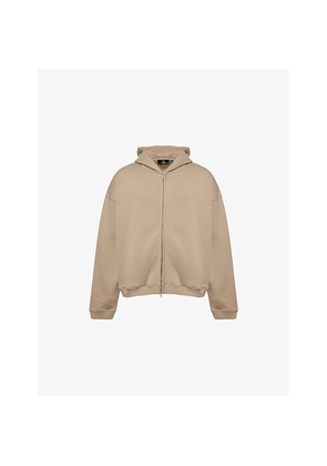 Mens Represent Initial Boxy Zip-Up Logo-Embellished Cotton Hoody