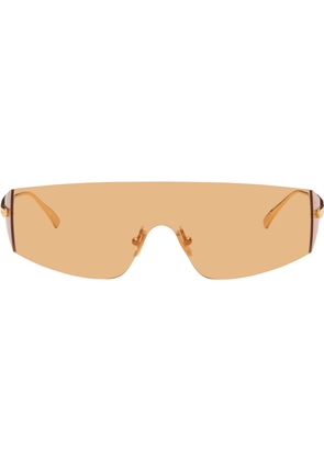 Bottega Veneta Gold Light Ribbon Mask Metal Sunglasses