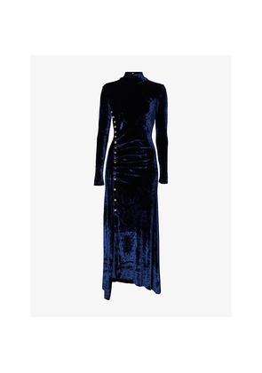 Womens Rabanne Velvet High-Neck Stretch-Woven Midi Dress
