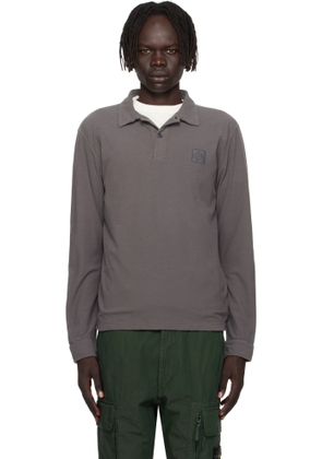 Stone Island Gray 2200011 Long Sleeve Cotton Jersey Polo