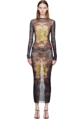 Jean Paul Gaultier Black & Yellow 'The Long Médaillon' Maxi Dress