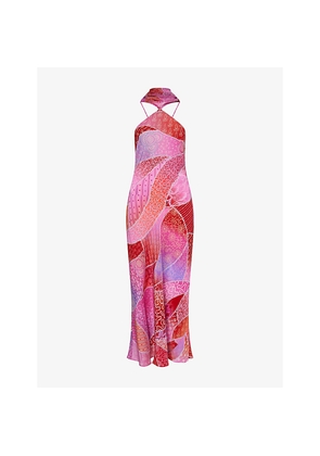 Womens Rixo Hayley Detachable-Scarf Silk Midi Dress