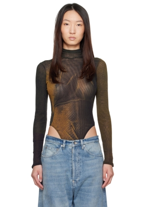 Jean Paul Gaultier SSENSE Exclusive Green High Neck Printed Acid Water Bodysuit