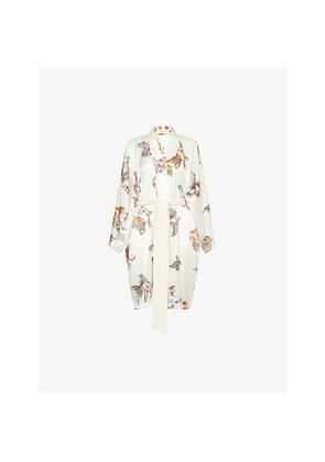 Womens Olivia Von Halle Mimi Cora Goldfish Silk-Satin Robe