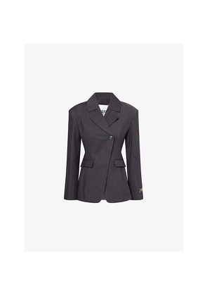 Womens Ganni Striped Single-Breasted Woven Blazer
