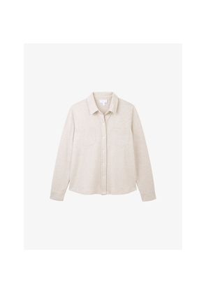 Womens The White Company Patch-Pocket Brushed-Texture Cotton-Blend Jersey Shirt