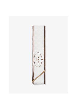 Womens Prada Printed Jacquard Skinny Silk Twill Scarf