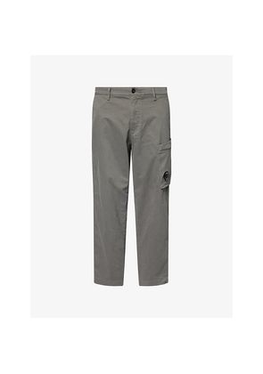 Mens Cp Company Logo-Patch Straight-Leg Stretch-Cotton Cargo Trousers