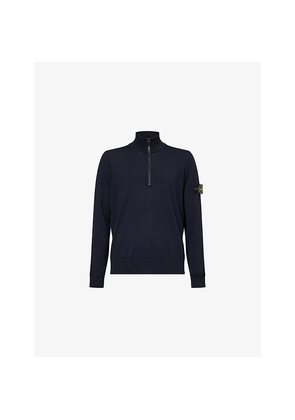 Mens Stone Island Light Ribbed Wool Funnel Neck Top