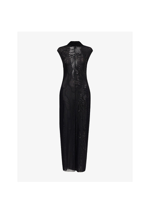 Womens Jean Paul Gaultier Mock-Neck Sequin Stretch-Mesh Maxi Dress