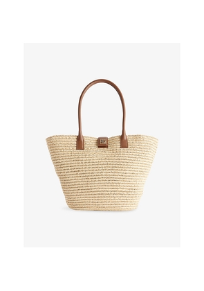 Womens Anine Bing Lou Monogram Raffia Tote Bag