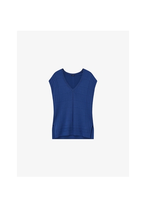 Womens Joseph Grid-Knit Relaxed-Fit Viscose-Blend Top