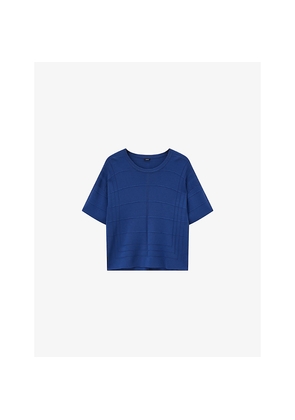 Womens Joseph Grid-Knit Boxy-Fit Viscose-Blend T-Shirt