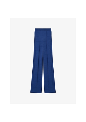 Womens Joseph Grid-Knit Straight-Leg High-Rise Viscose-Blend Trousers