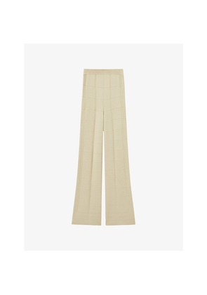 Womens Joseph Grid-Knit Straight-Leg High-Rise Viscose-Blend Trousers
