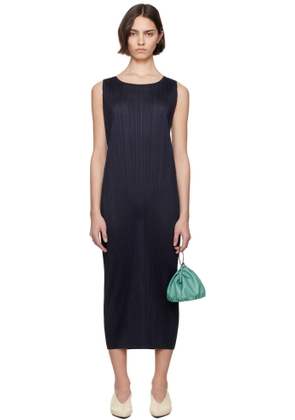 PLEATS PLEASE ISSEY MIYAKE Navy June New Colorful Basics 4 Maxi Dress